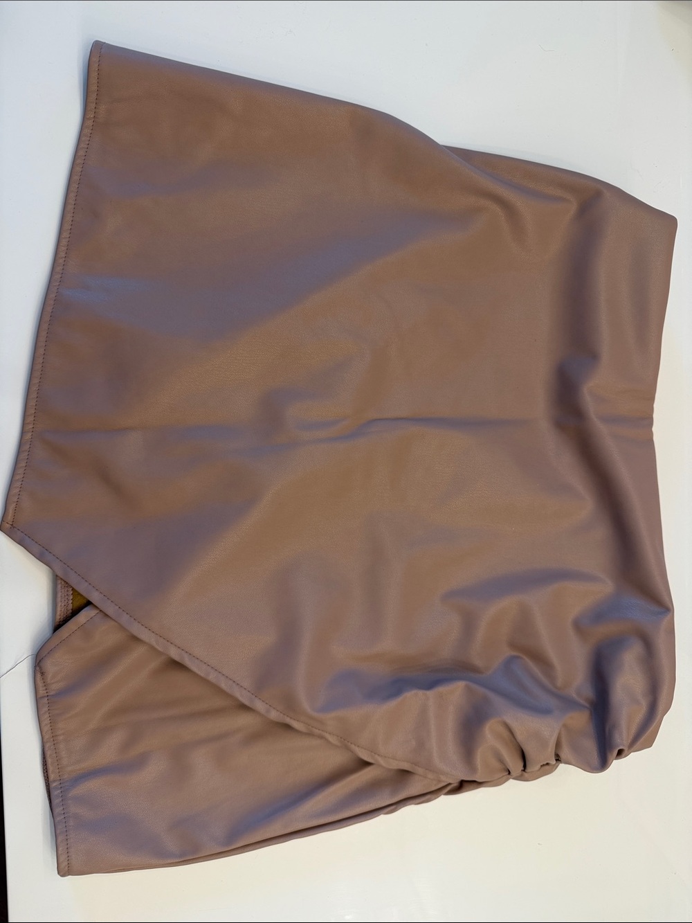 Faux Leather Mini Skirt in Taupe